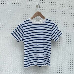 X by Carla blue and white striped short sleeve shirt